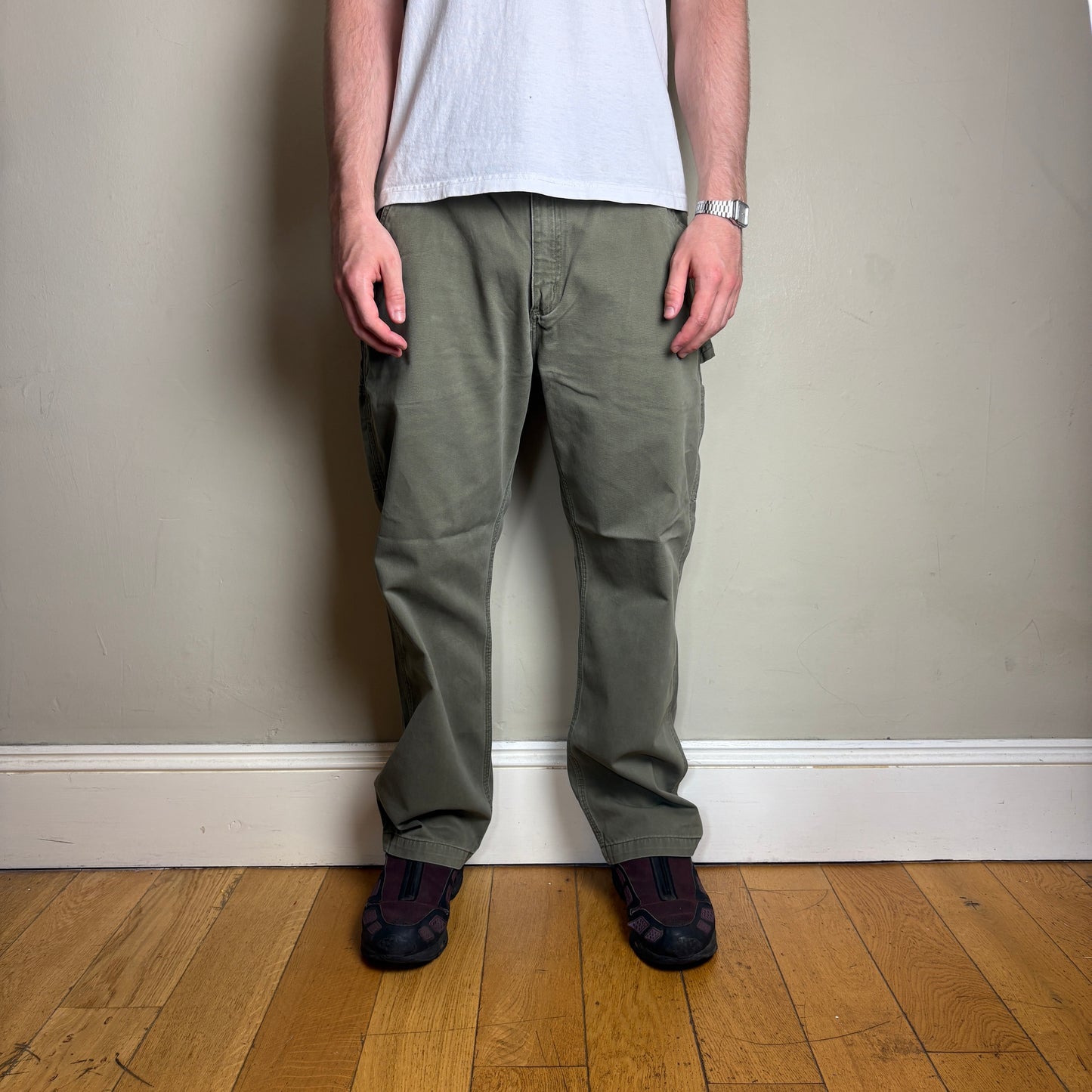 Vintage Carhartt Green Workwear Carpenter Baggy Trousers - 38S