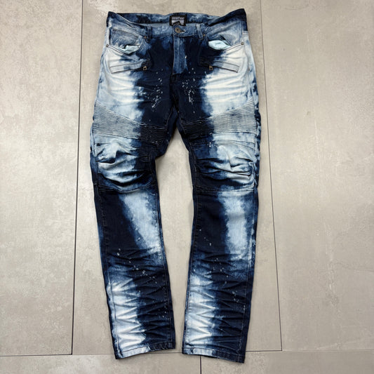 Vintage Hip Hop Moto Slim Blue Jeans - 36