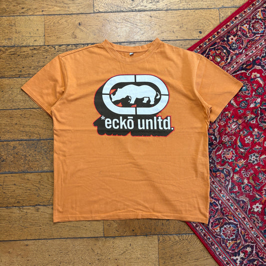Vintage Ecko Unltd Orange Boxy Graphic T-Shirt - XL
