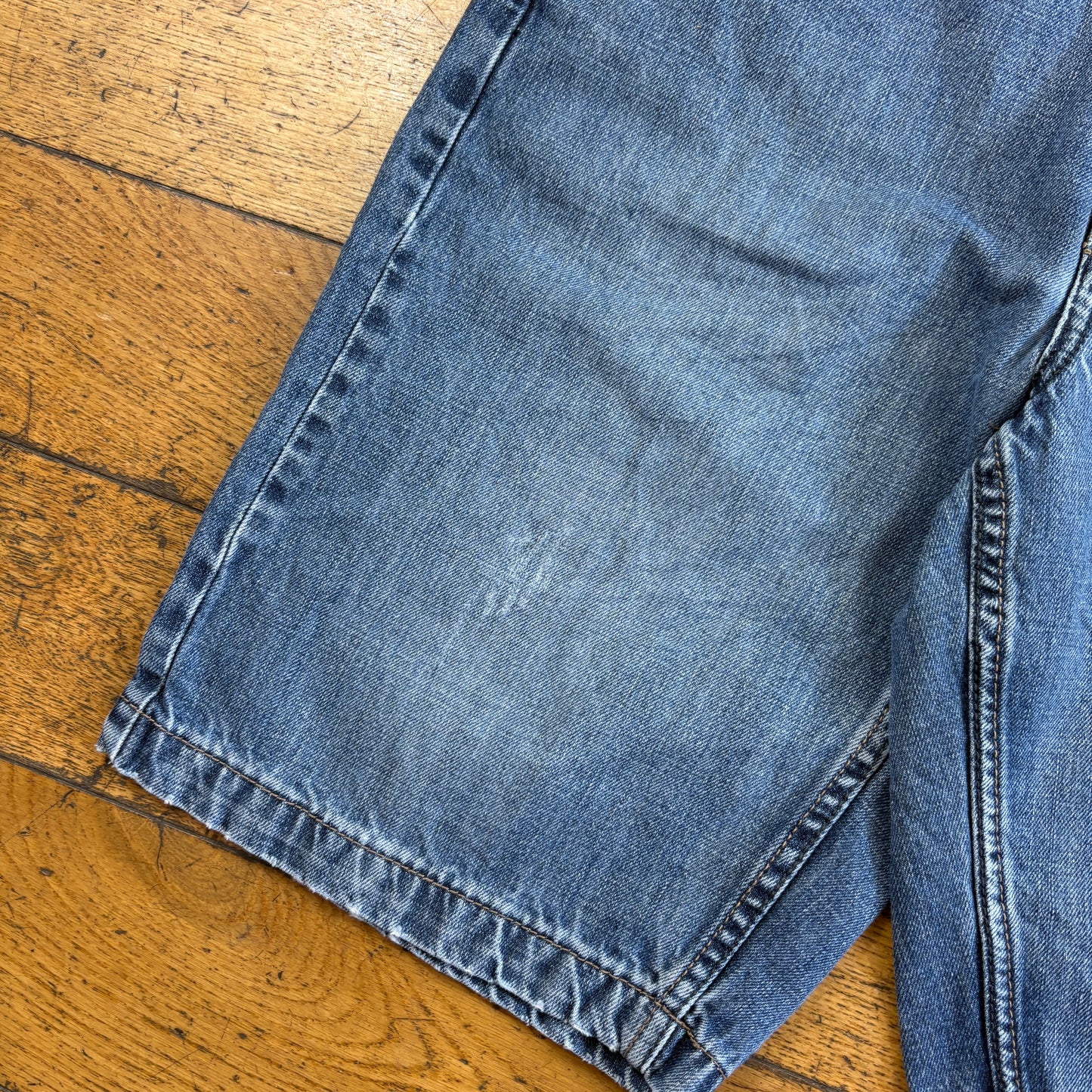 Vintage Embroidered Blue Hip Hop Baggy Shorts Jorts - 34