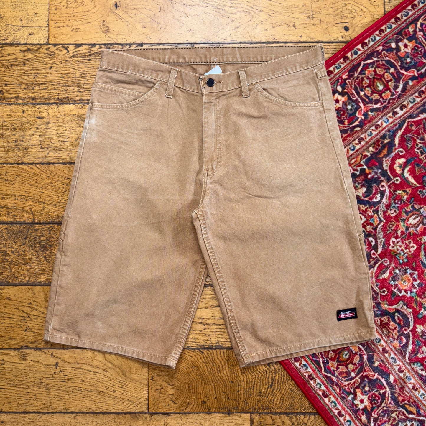 Vintage Dickies Workwear Carpenter Brown Baggy Shorts - 36