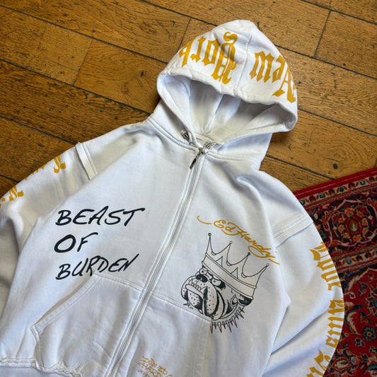 Vintage Ed Hardy Y2K White Zip Hoodie Sweatshirt - L