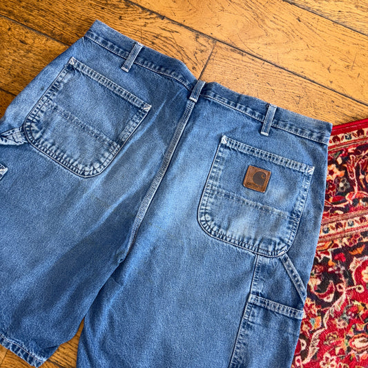 Vintage Carhartt Workwear Baggy Blue Carpenter Shorts - 38