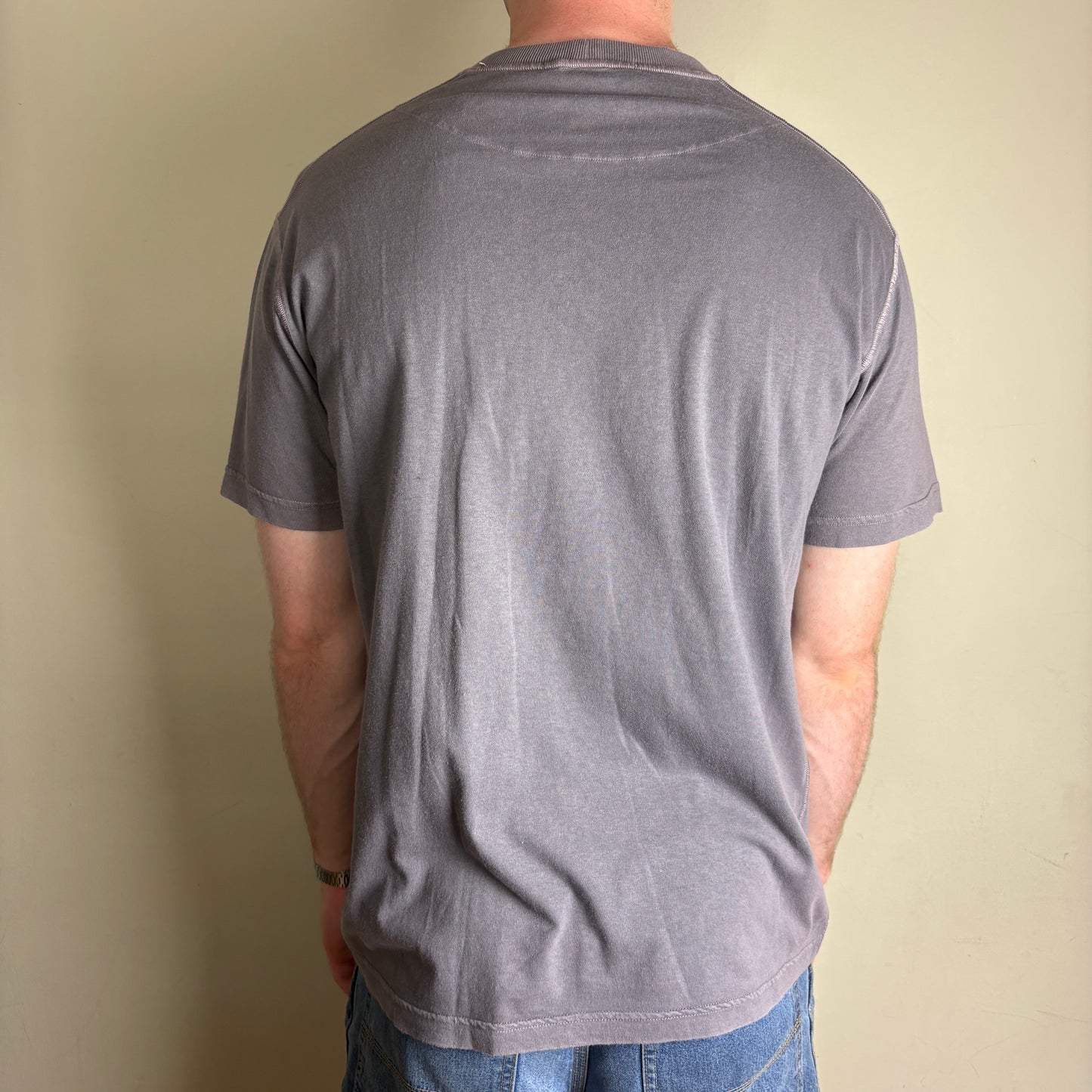 Vintage Stone Island Grey Embroidered Contrast Stitch T-Shirt - M
