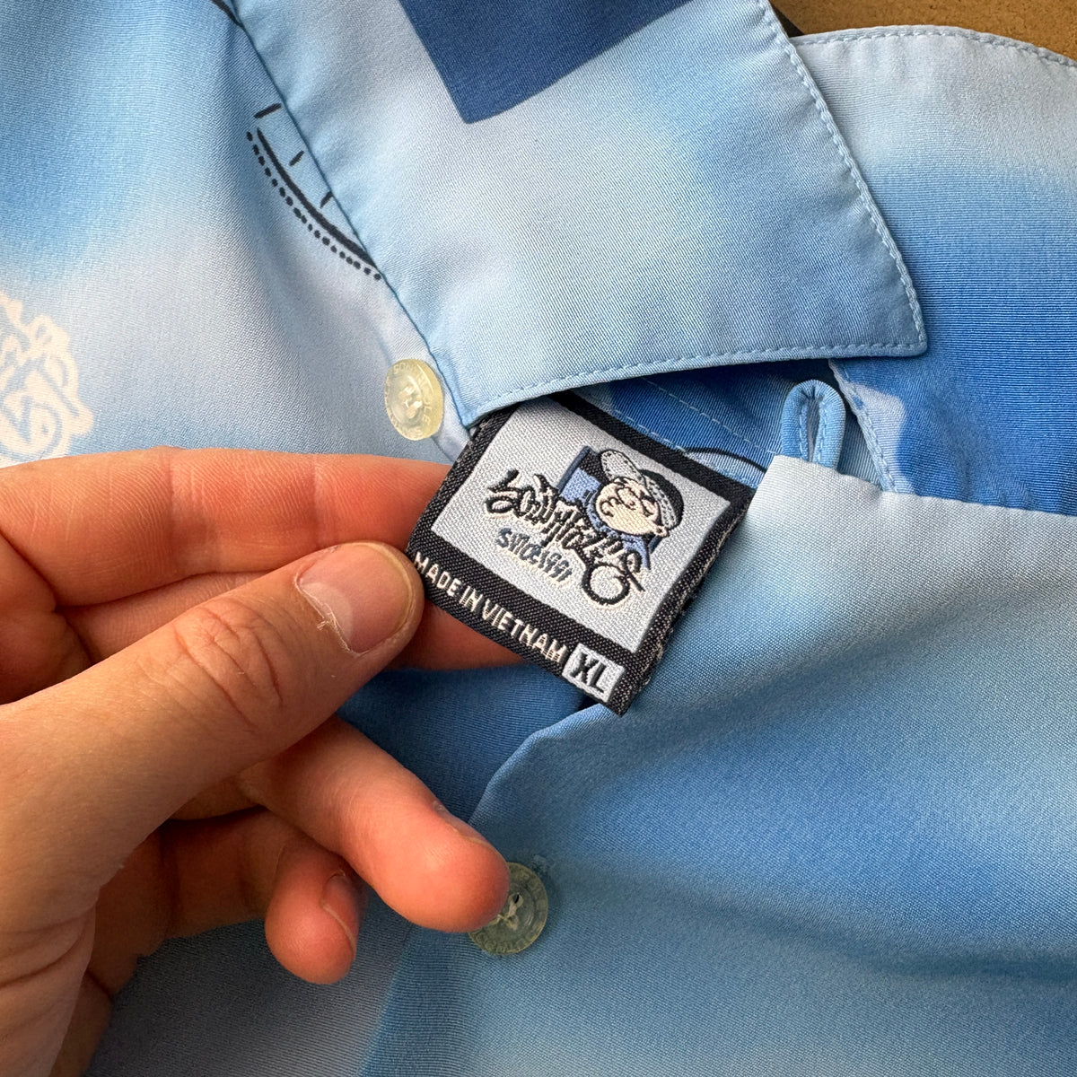 Southpole Blue 00s Y2K Hip Hop Hawaiian Embroidered Shirt - XL