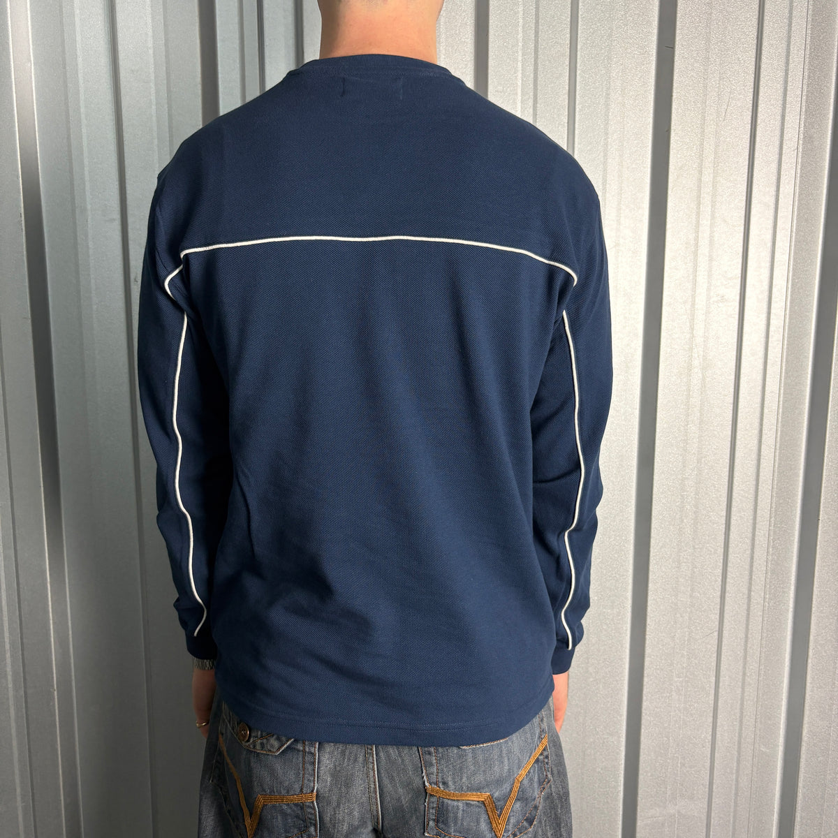 Palace Navy Long Sleeve Embroidered Run It Heavyweight T Shirt - M