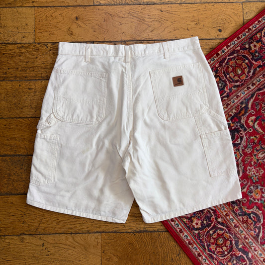 Vintage Carhartt Workwear Baggy Cream Carpenter Shorts - 38