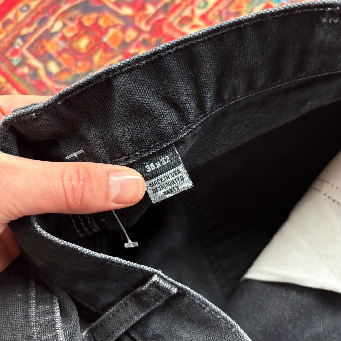 Vintage Carhartt Black Double Knee Workwear Carpenter Baggy Trousers - 36