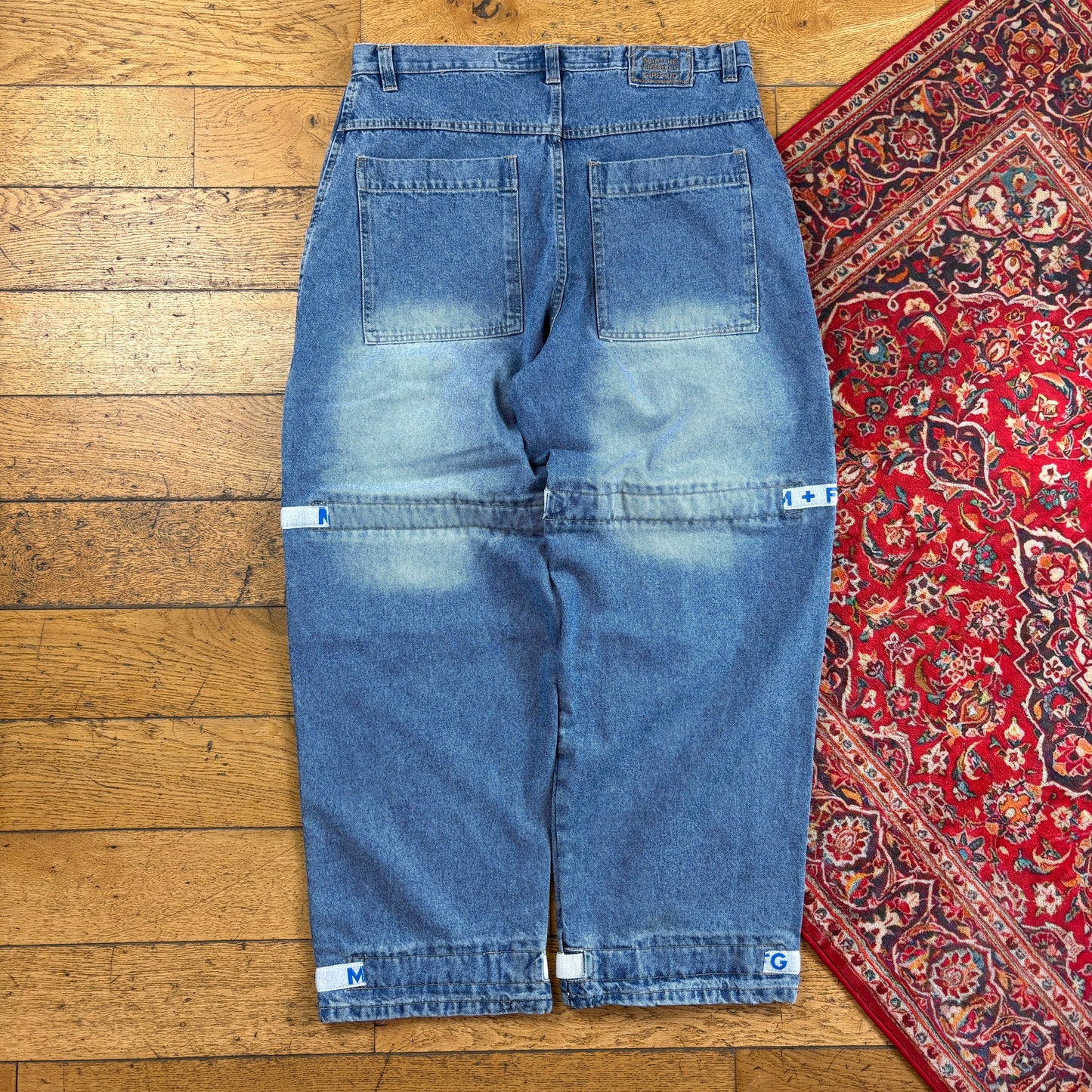 Vintage Marithe Francois Girbaud Blue Embroidered Y2K Hip Hop Baggy Jeans - 38