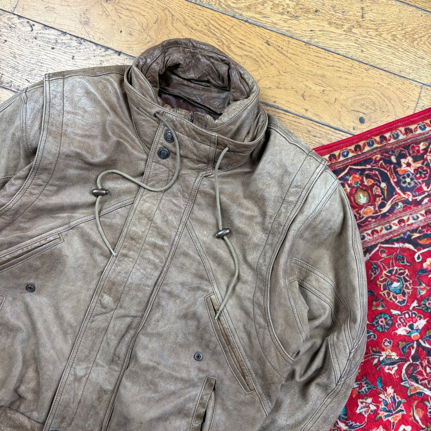 Vintage Bomber Aviator Brown Leather Jacket - M