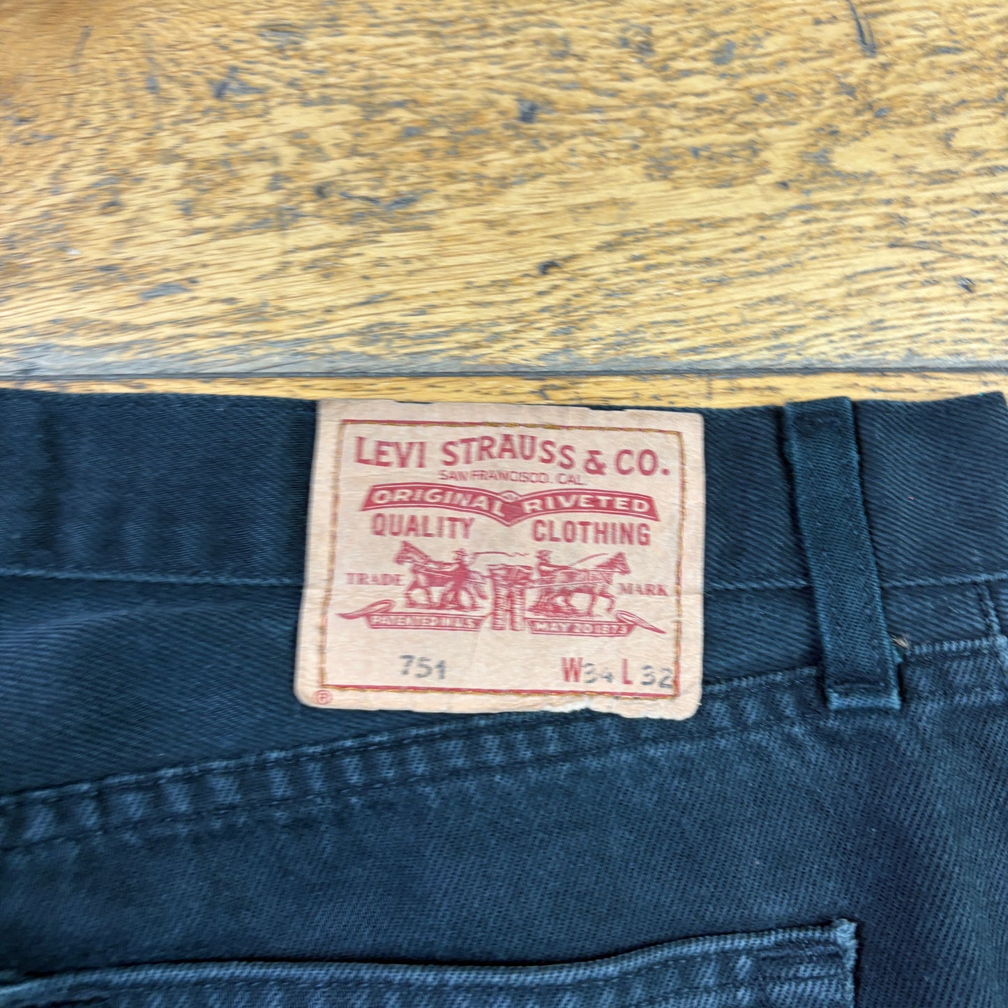 Vintage Levis 751 Black Baggy Denim Jeans - 36
