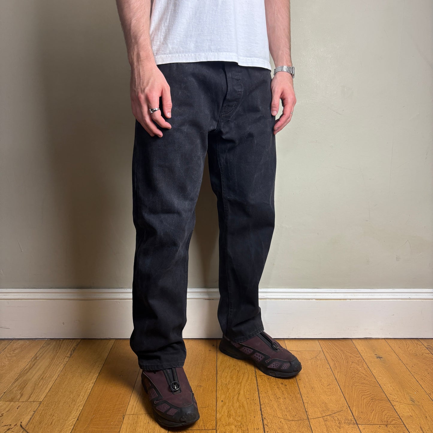 Vintage Levis 501 Straight Black Denim Jeans - 38S