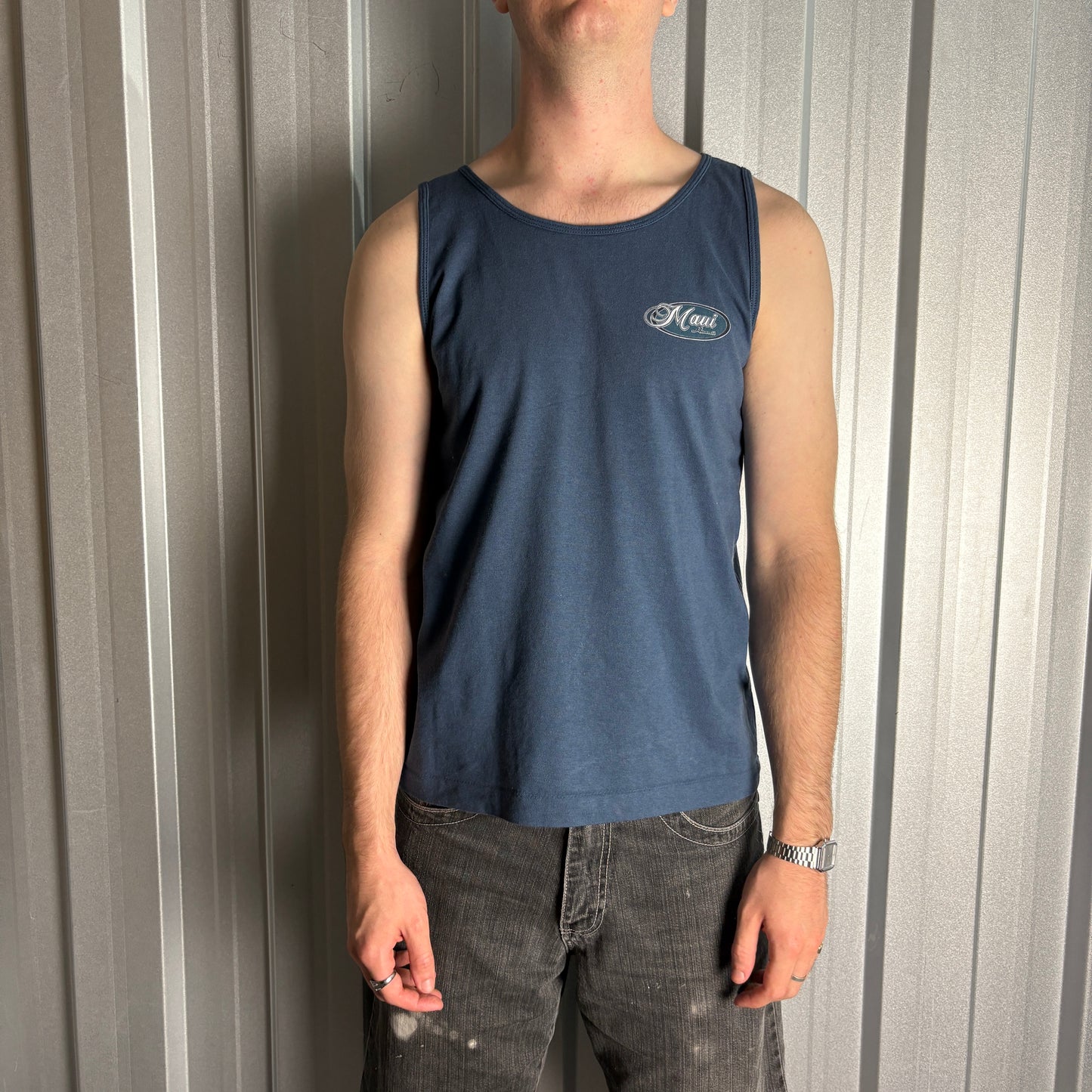 Vintage Maui and Sons Navy Surfwear Graphic Vest - M