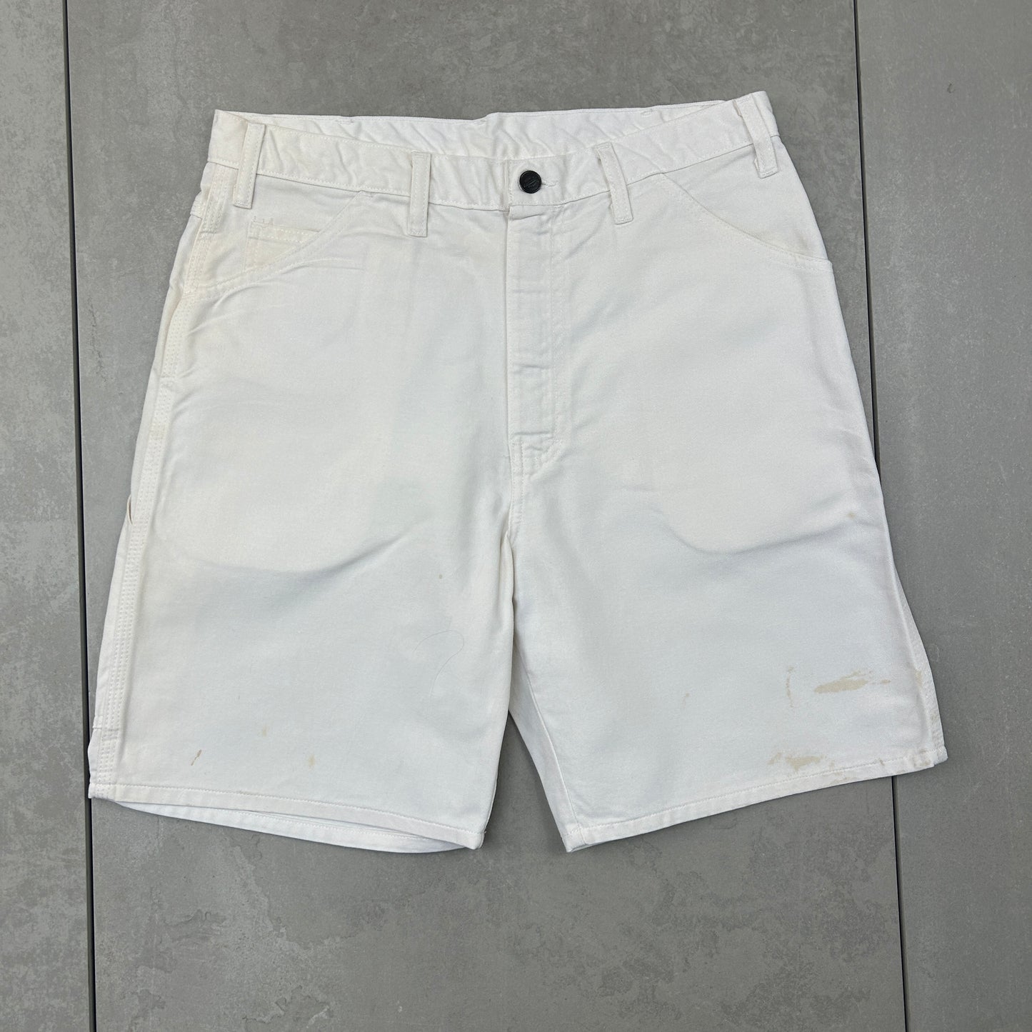 Vintage Dickies Workwear Carpenter White Baggy Shorts - 33