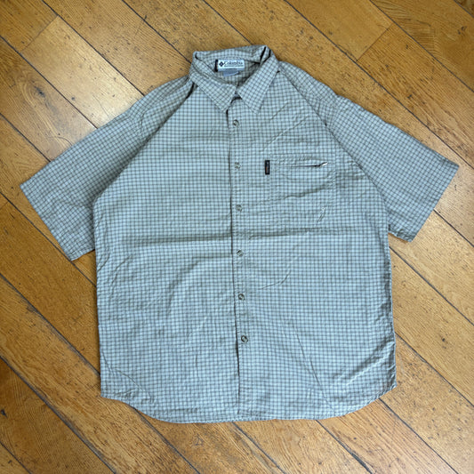 Vintage Columbia Green Check Short Sleeve Shirt - XL