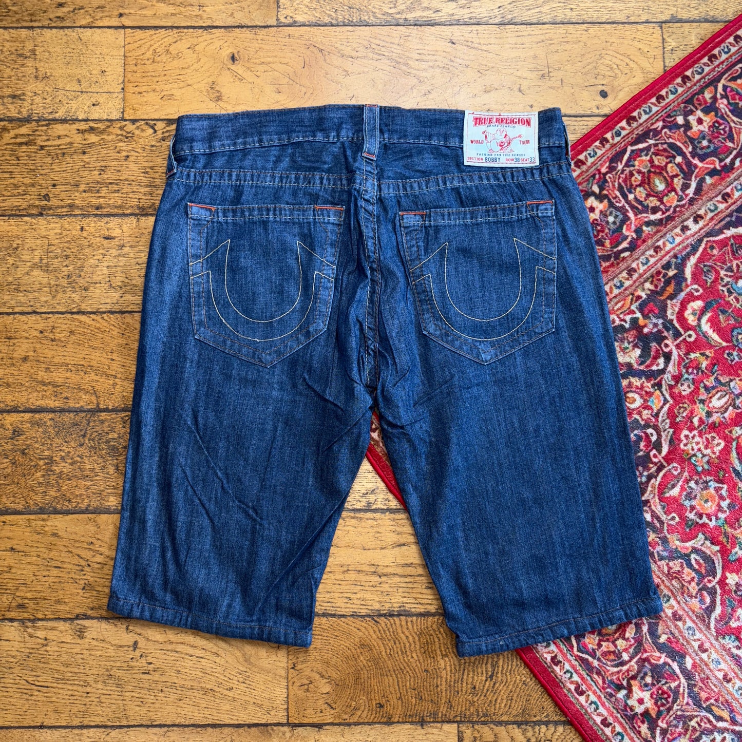 Vintage True Religion Blue Embroidered Y2K Shorts Jorts - 38