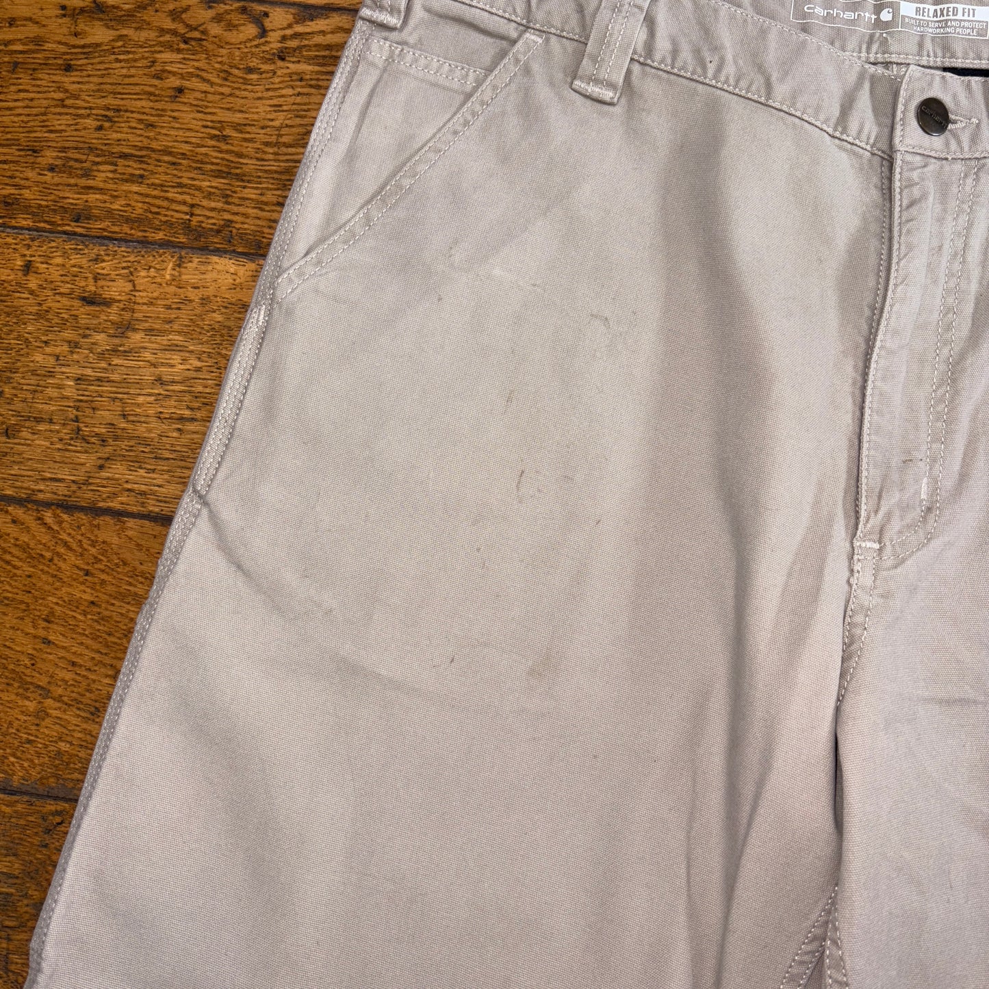 Vintage Carhartt Cream Workwear Baggy Carpenter Shorts - 38