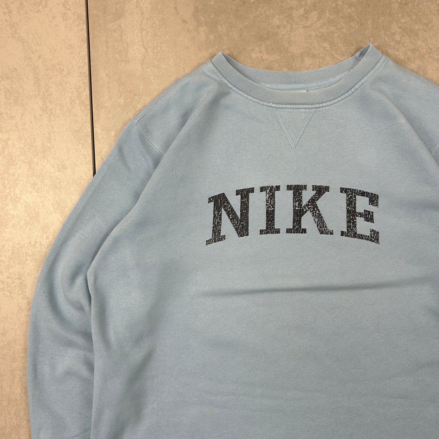 Vintage 00s Nike Silver Tag Spellout Baby Blue Sweatshirt - L