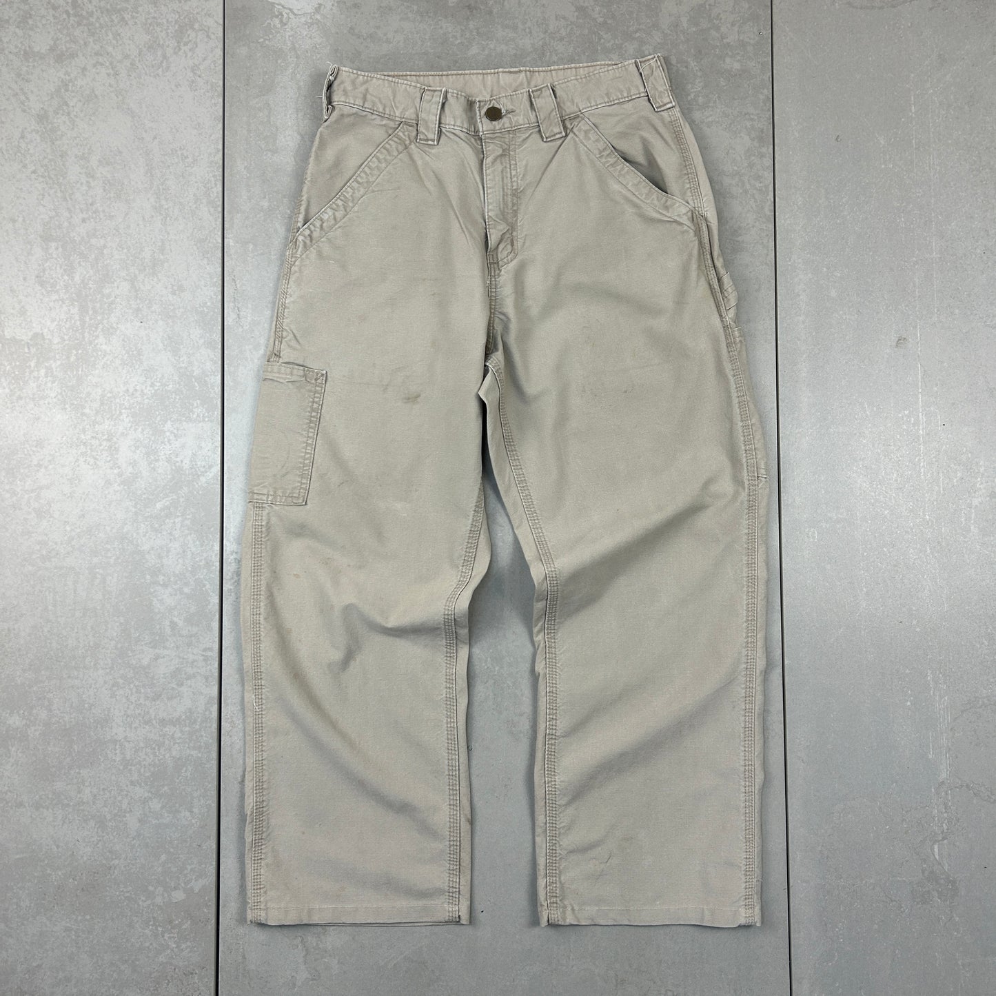 Vintage Carhartt Cream Workwear Carpenter Baggy Trousers - 28