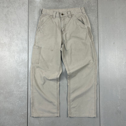 Vintage Carhartt Cream Workwear Carpenter Baggy Trousers - 28