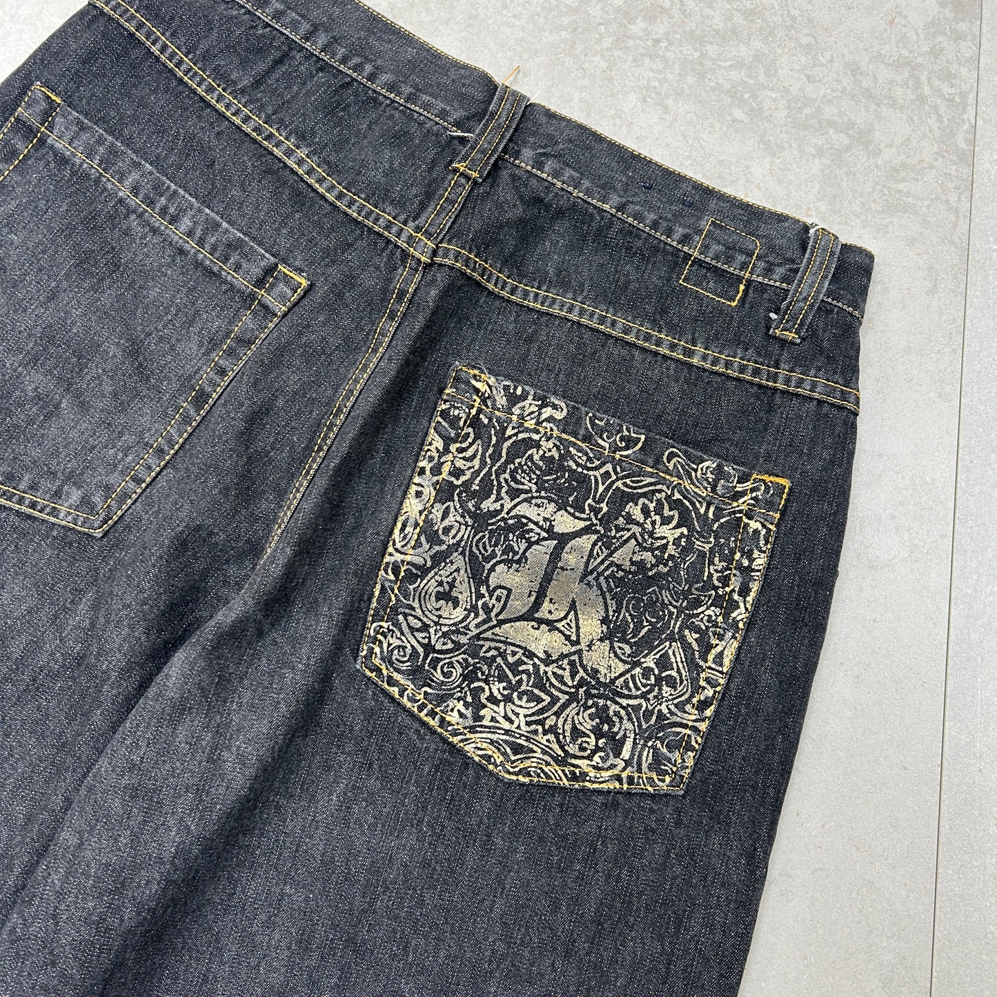 Vintage Karl Kani Hip Hop Baggy Black Shorts Jorts - 33