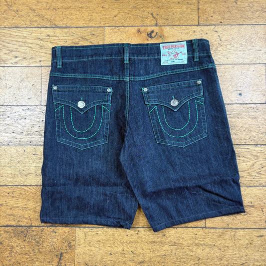 Vintage True Religion Blue Embroidered Y2K Shorts Jorts - 40