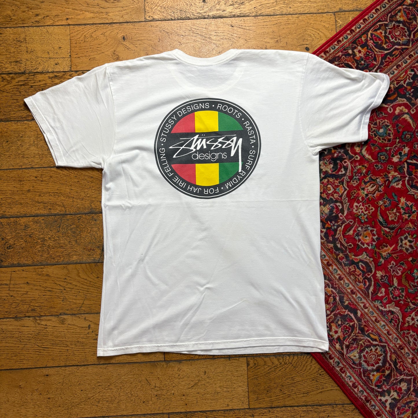 Vintage Stussy White Graphic T-Shirt - L