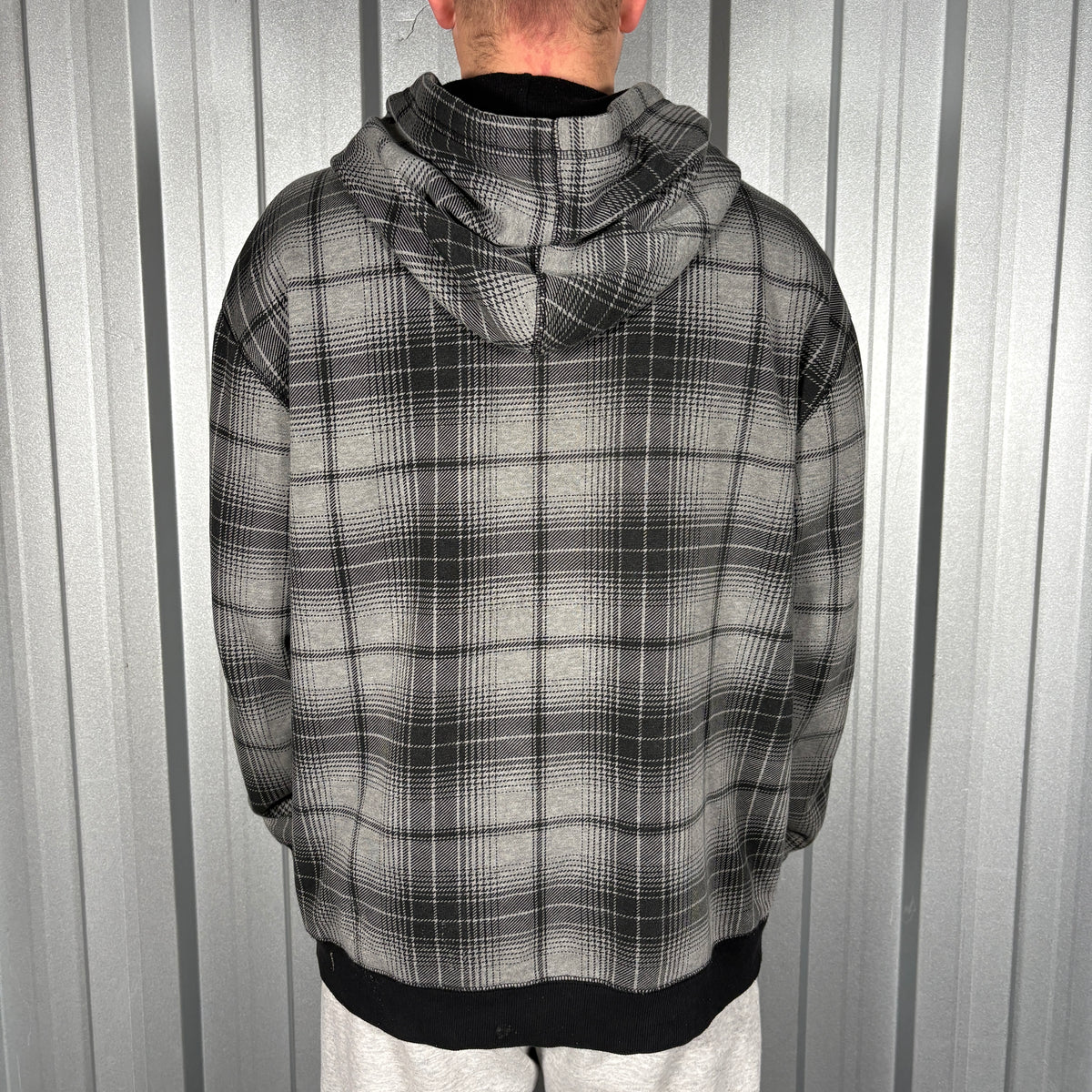 Southpole Black Plaid Hip Hop Y2K Check Zip Hoodie - 2XL