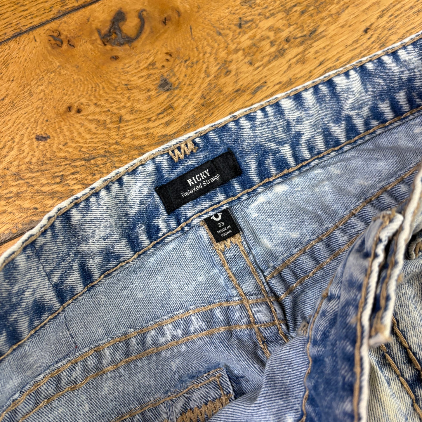 Vintage True Religion Blue Embroidered Y2K Hip Hop Straight Jeans - 36