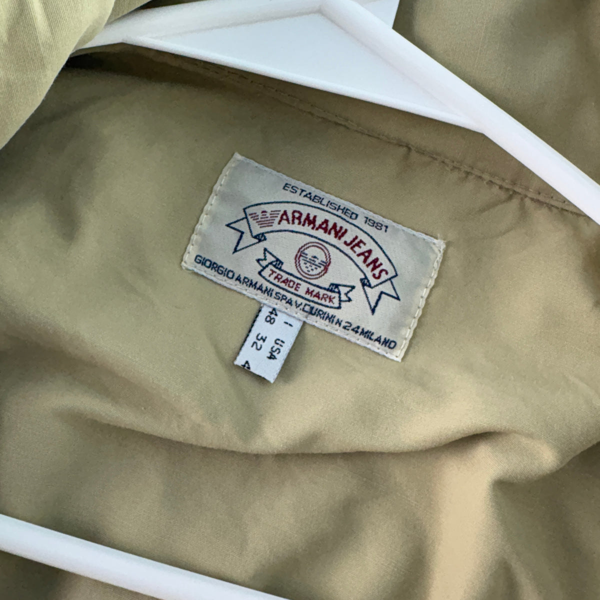 Vintage Armani Jeans Cream Chore Funnel Neck Jacket - L