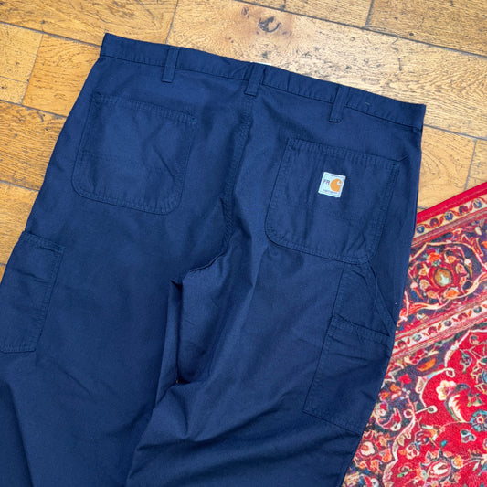 Vintage Carhartt Navy Workwear Carpenter Baggy Trousers - 38L