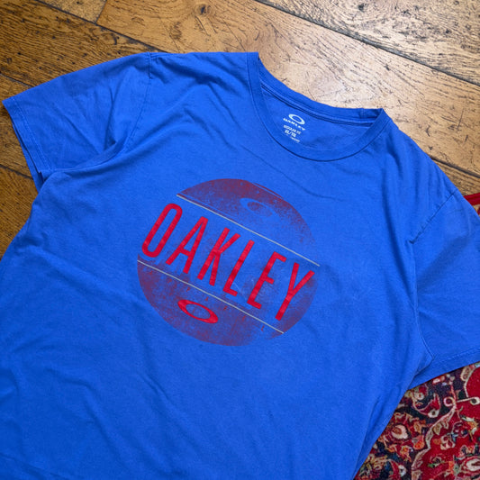 Vintage Oakley Blue Graphic T-Shirt - XL