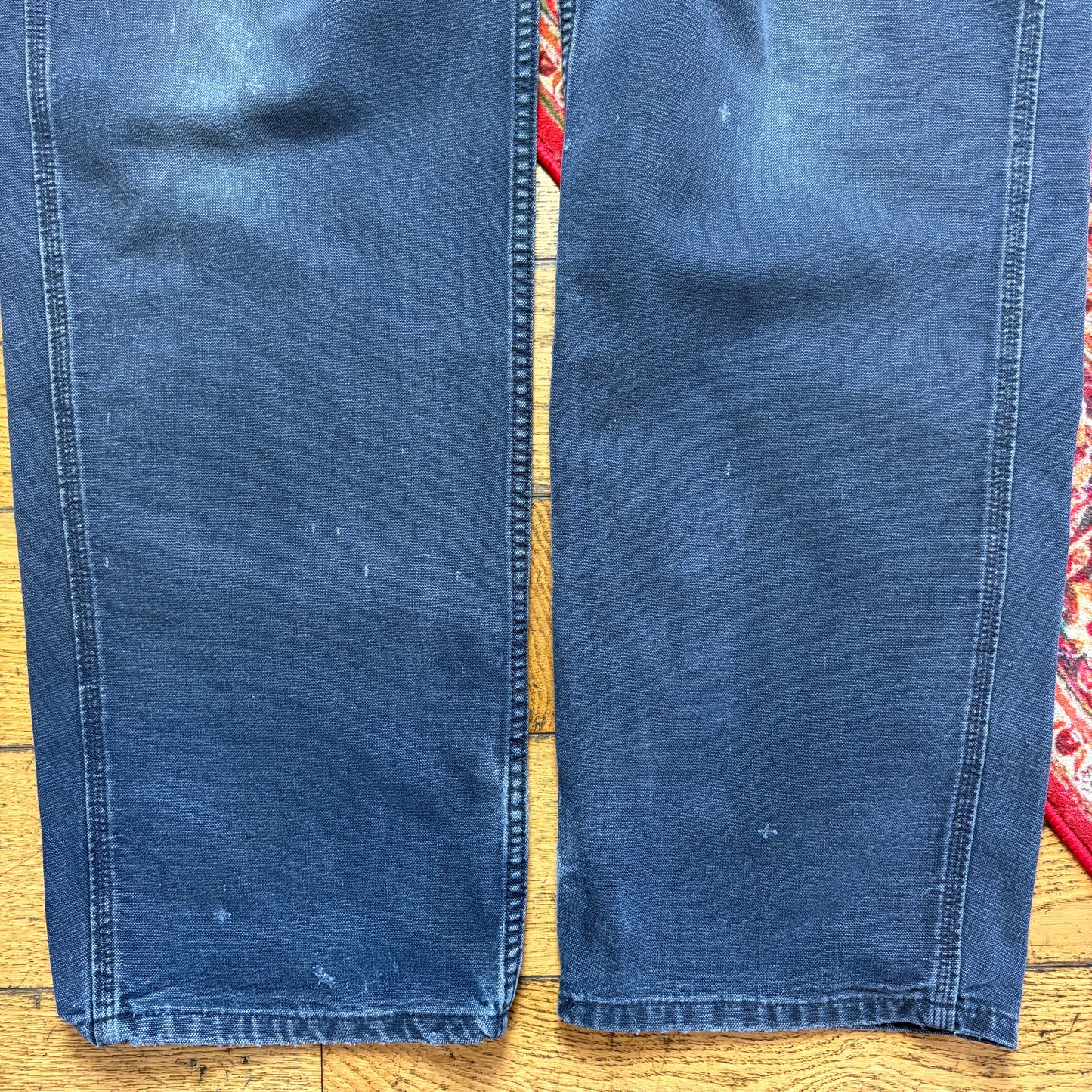Vintage Carhartt Workwear Faded Black Navy Carpenter Baggy Trousers - 36L