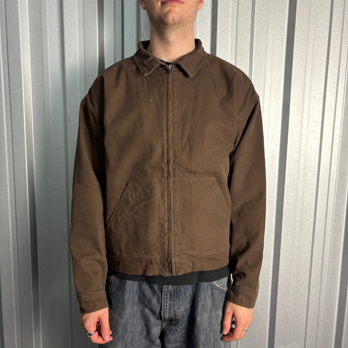 Brown Sampson and Taylor Bronze Snakeshop Boxy Detroit Workwear Jacket - M