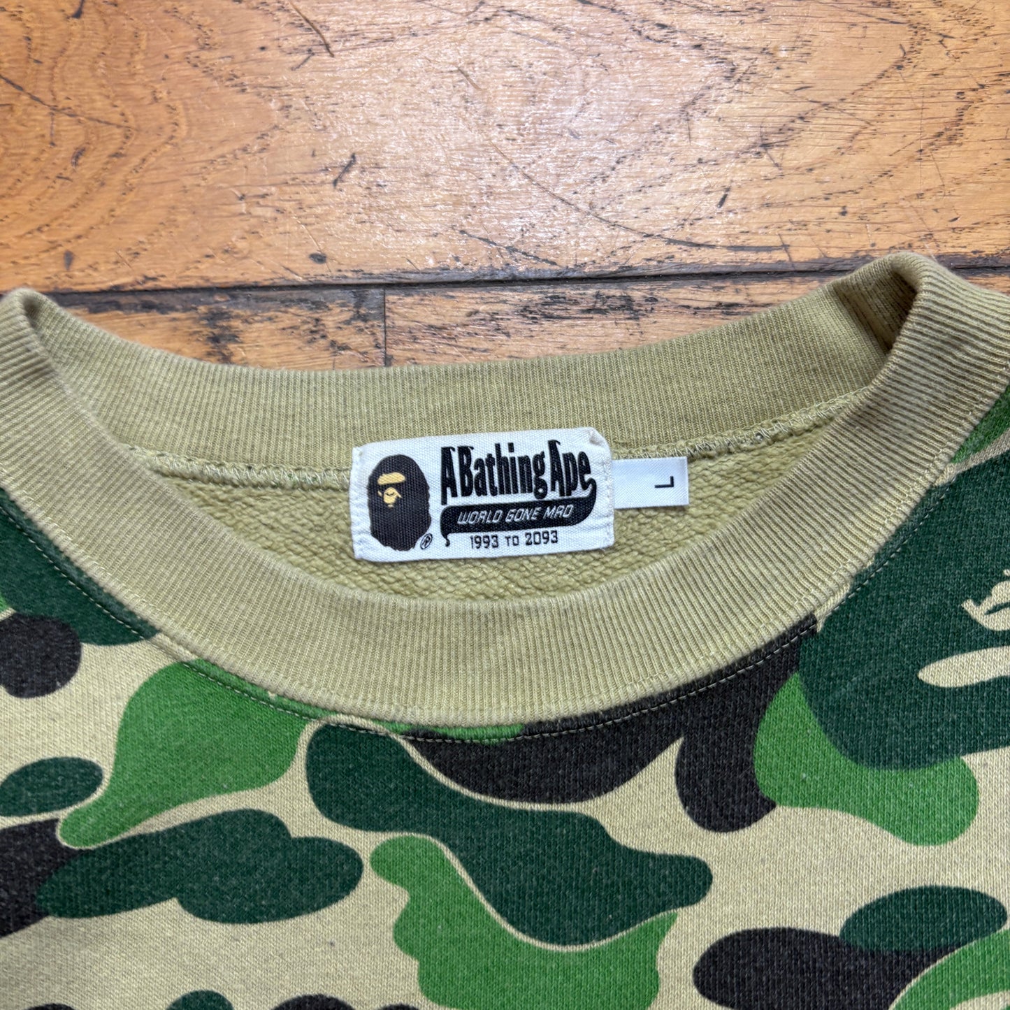 Vintage Bape Camo Shark Green Embroidered Sweatshirt - M