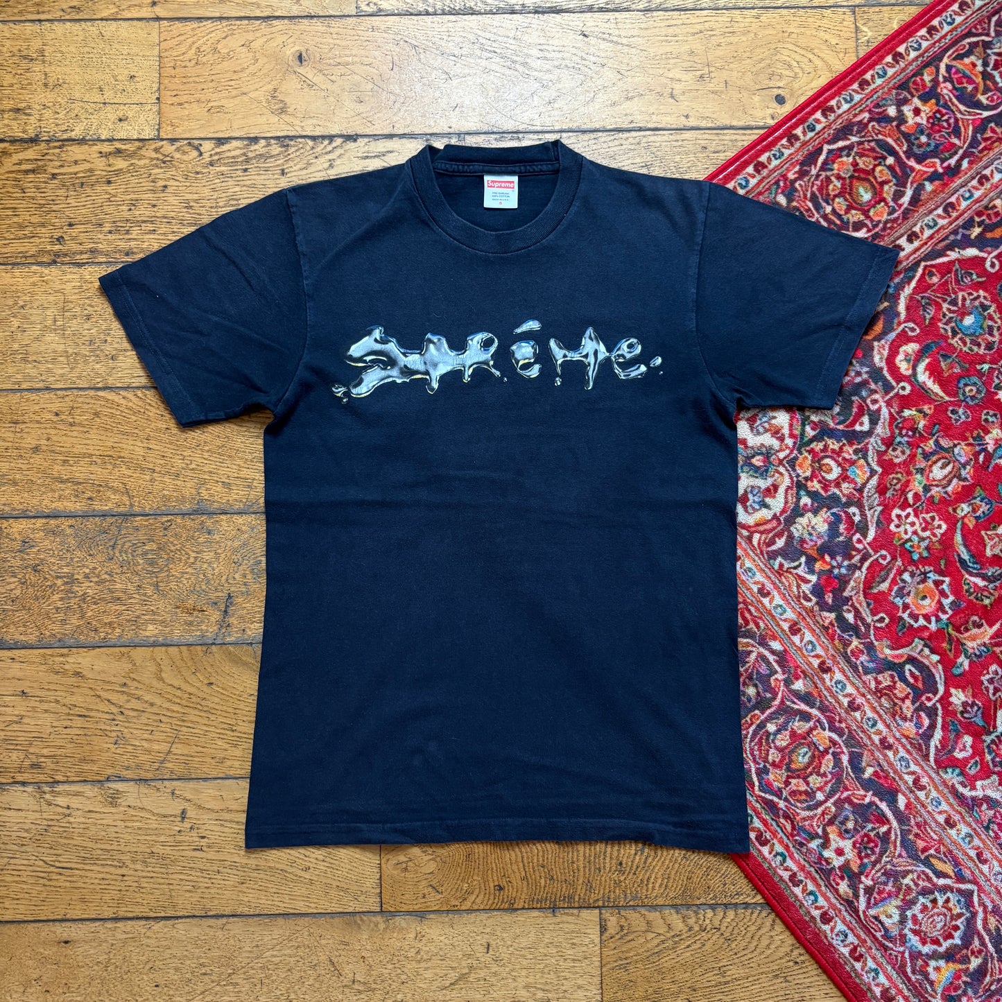 Vintage Supreme Dark Navy Spellout Graphic T-Shirt - XS