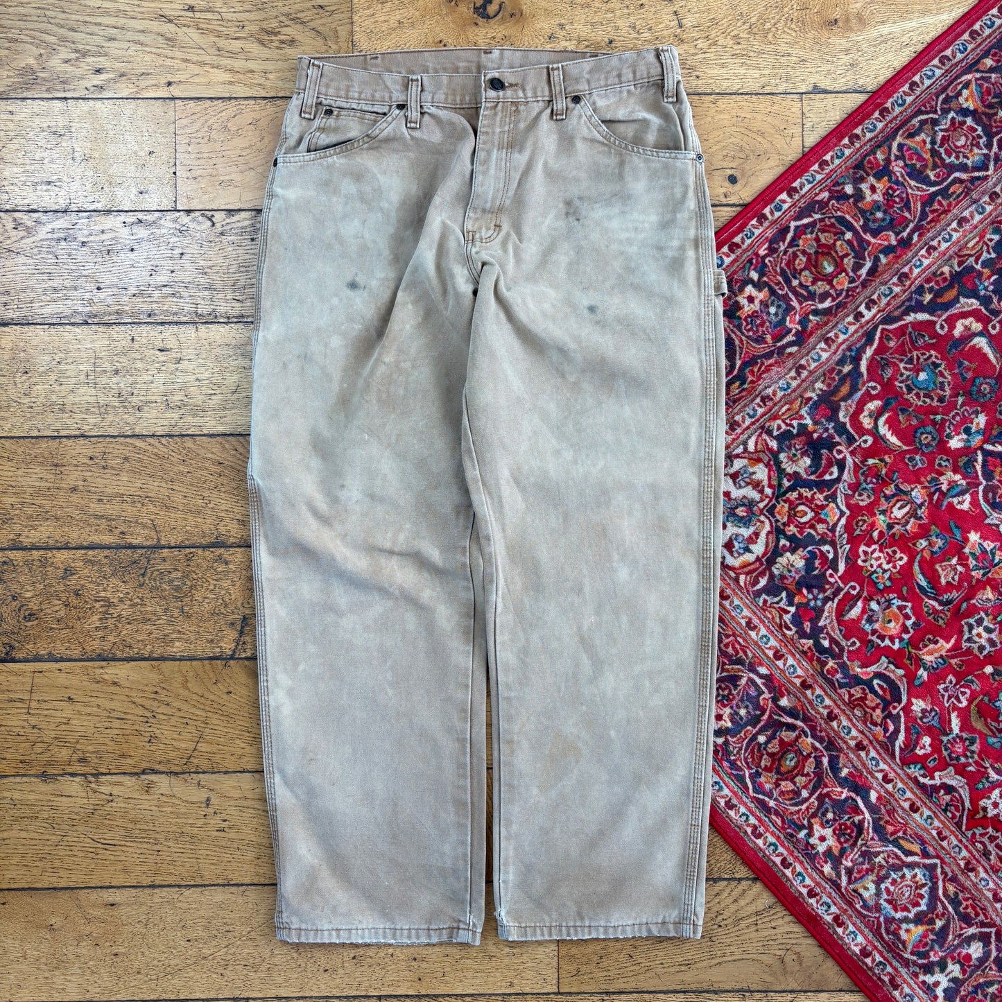 Vintage Dickies Brown Workwear Carpenter Baggy Trousers - 34