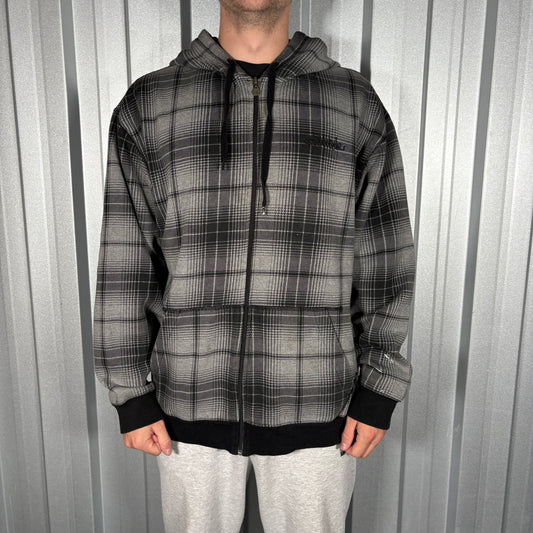 Southpole Black Plaid Hip Hop Y2K Check Zip Hoodie - 2XL