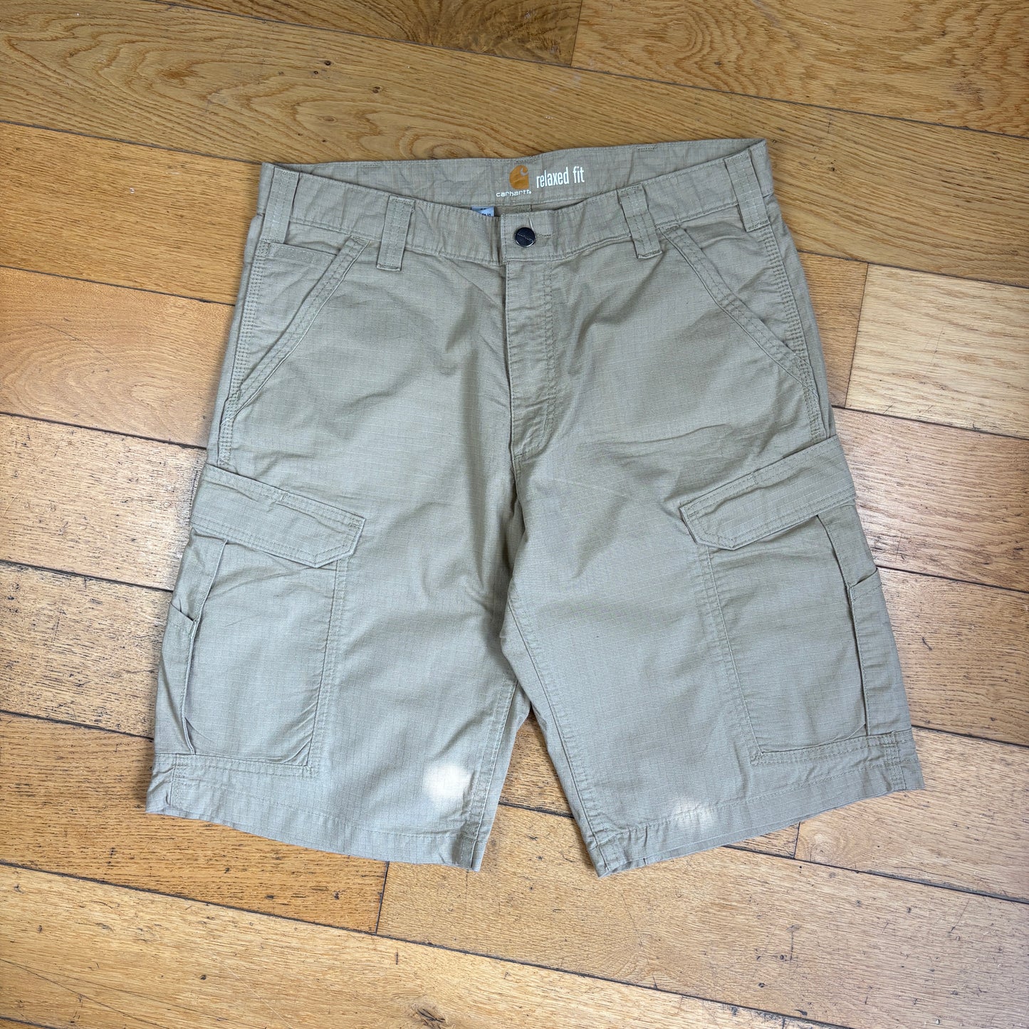 Vintage Carhartt Cream Workwear Baggy Cargo Carpenter Shorts - 34