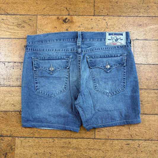 Vintage True Religion Blue Embroidered Y2K Shorts Jorts - 42