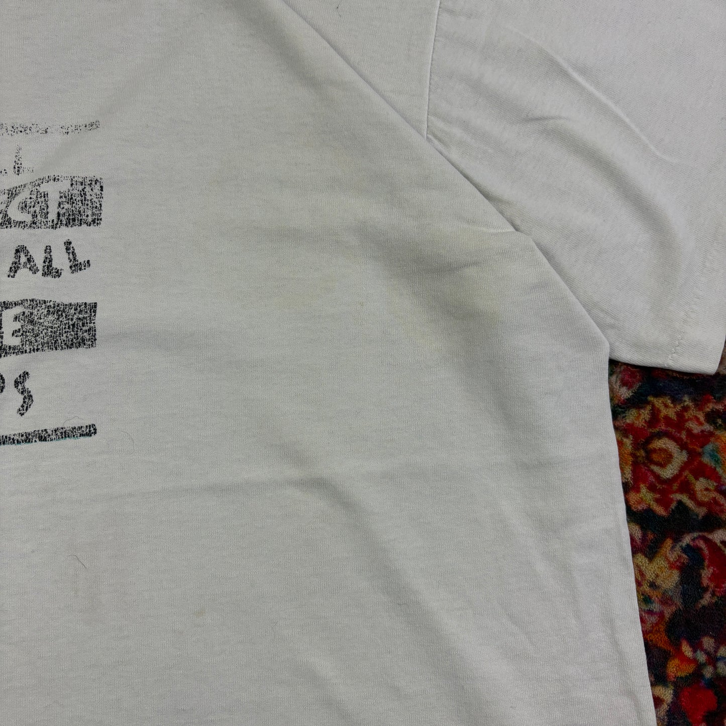 Vintage 90s Faded Funny White Single Stitch Graphic T-Shirt - M