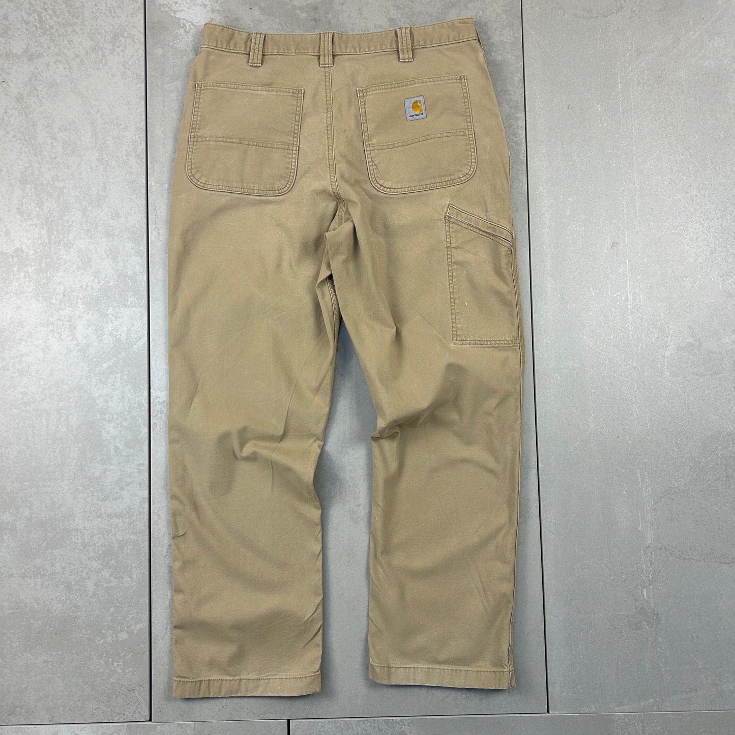 Vintage Carhartt Light Brown Tan Workwear Carpenter Baggy Trousers - 36