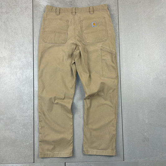 Vintage Carhartt Light Brown Tan Workwear Carpenter Baggy Trousers - 36