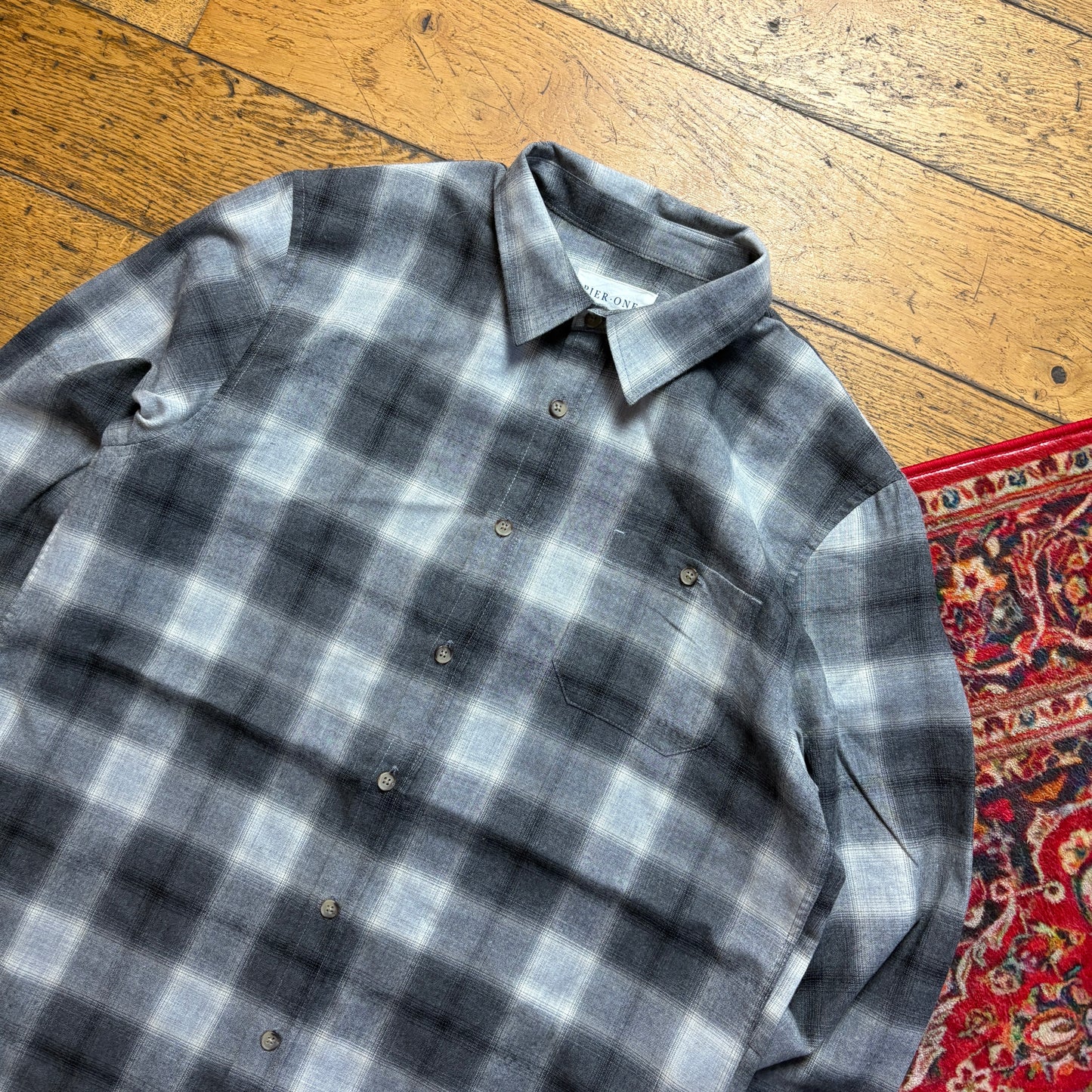 Vintage Pier One Grey Check Flannel Shirt - M