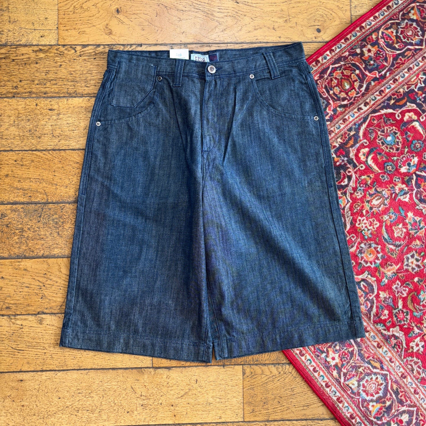 Vintage Phat Farm Y2K Embroidered Blue Hip Hop Baggy Shorts Jorts - 36