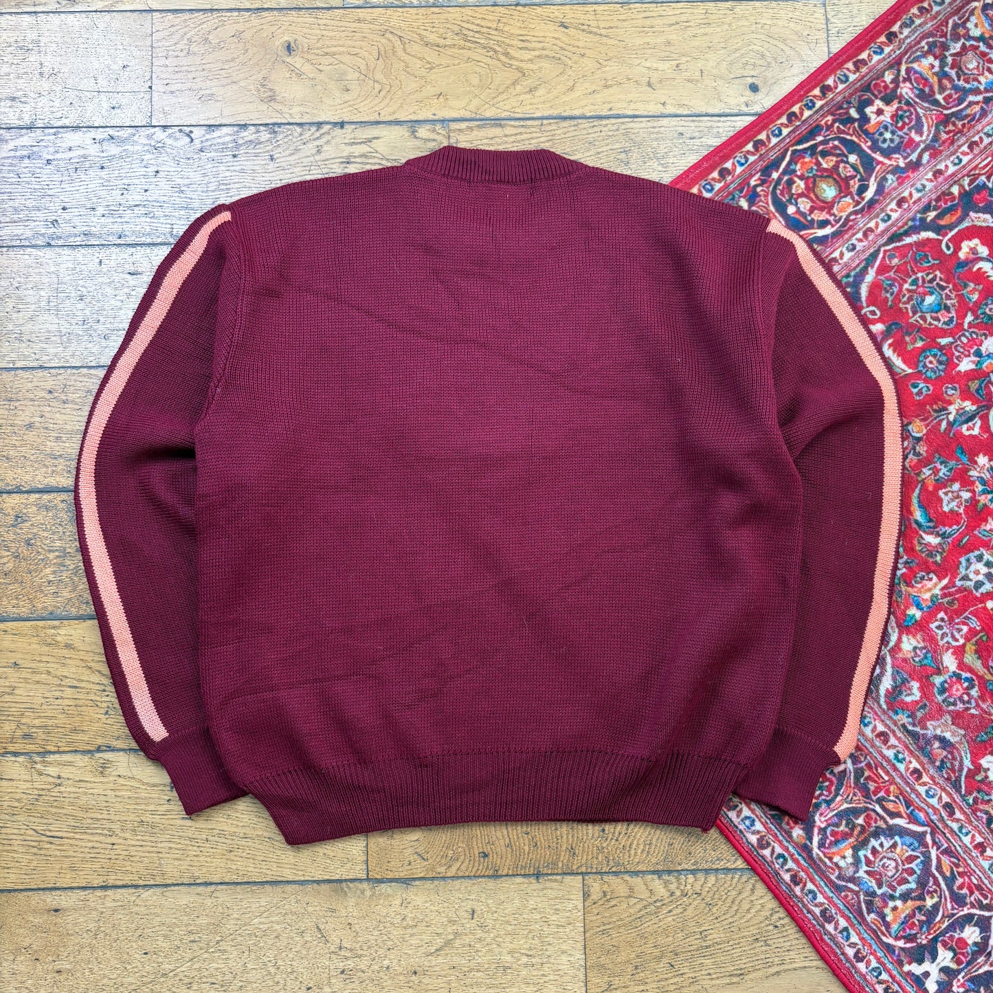 Vintage Burgundy No Limits Embroidered Chunky Knit Jumper - XL