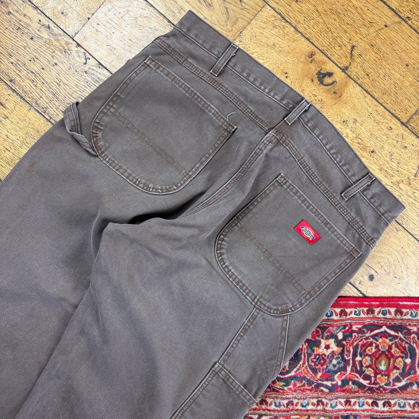 Vintage Dickies Brown Workwear Carpenter Baggy Trousers - 36