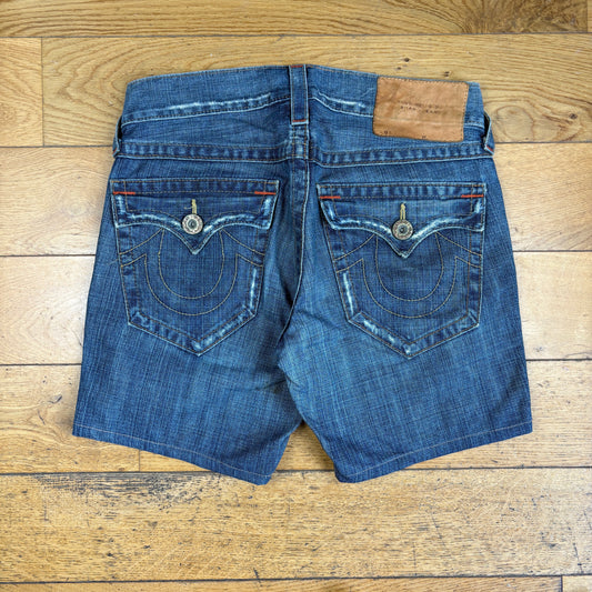 Vintage True Religion Blue Embroidered Y2K Shorts Jorts - 32