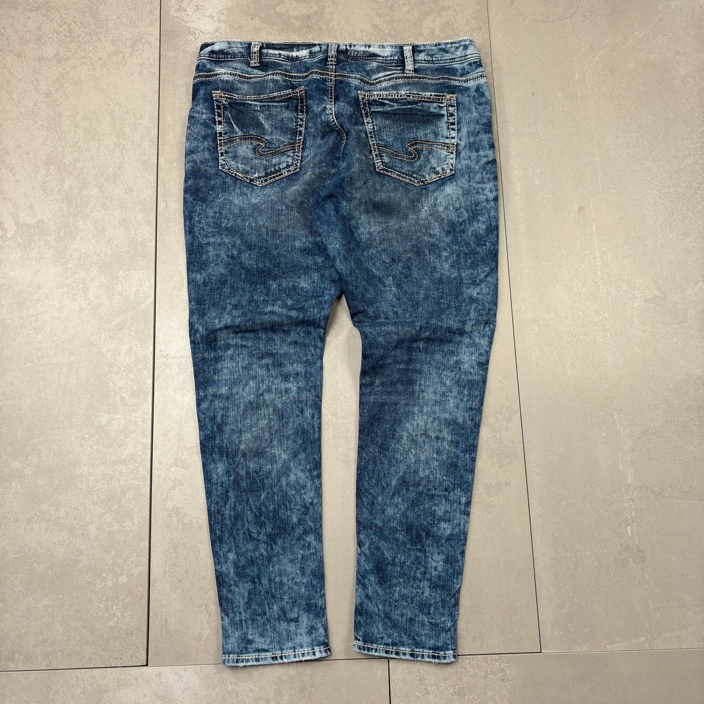 Vintage Silver Embroidered Skinny Hip Hop Jeans - 40