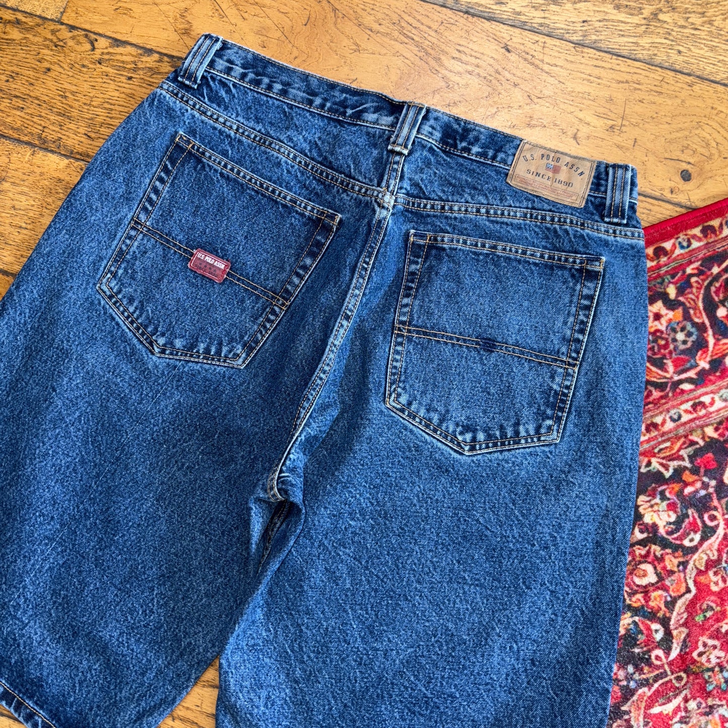 Vintage US Polo ASSN Embroidered Blue Hip Hop Baggy Shorts Jorts - 34